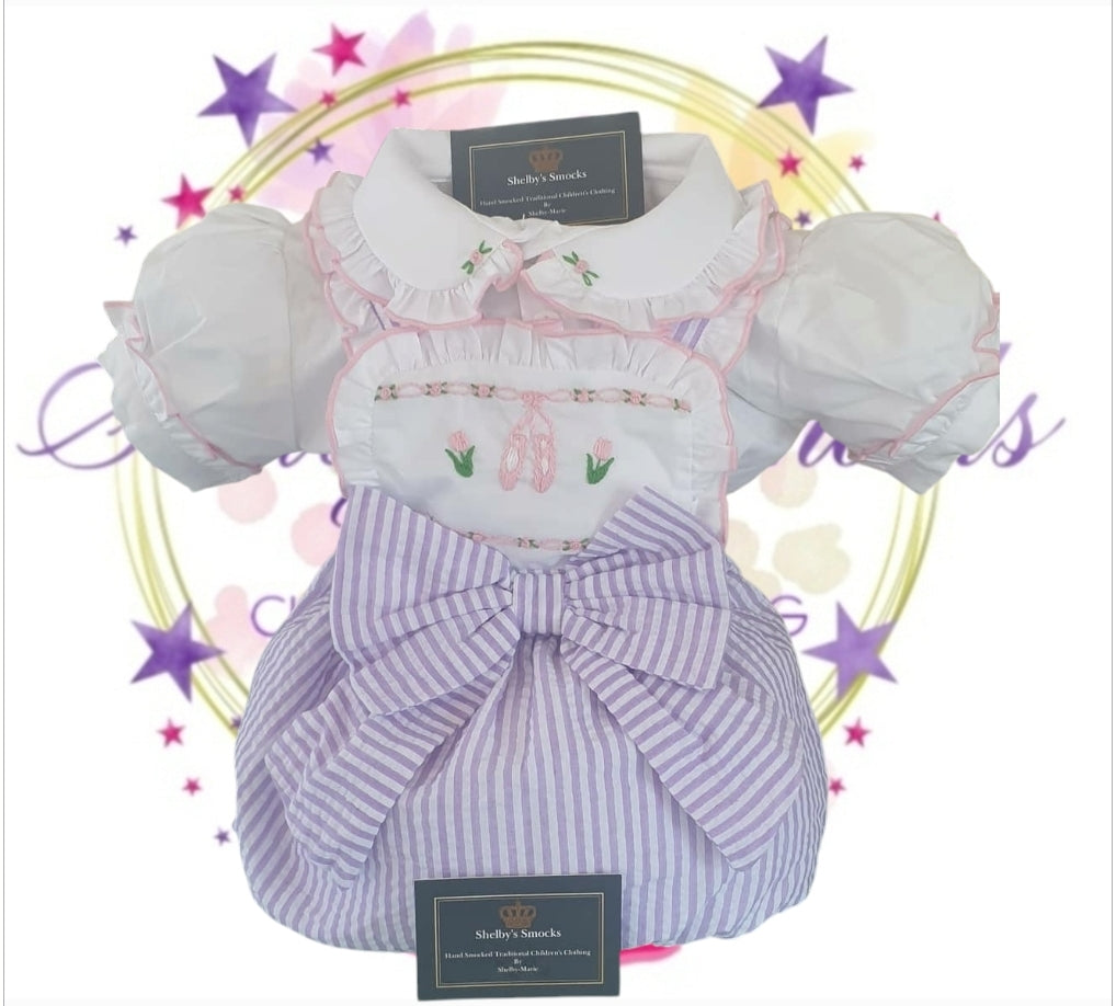 Lilac Stripe Ballet Shoes Set MADE TO ORDER