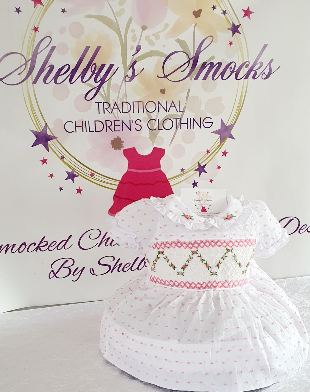 White & Pink Swiss Dot MADE TO ORDER