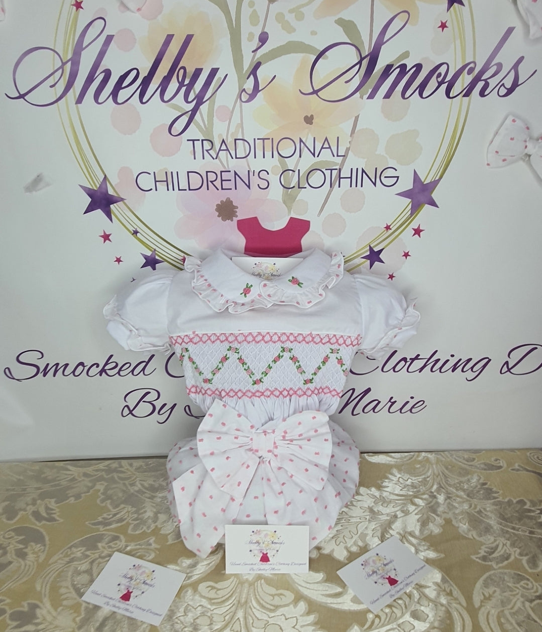 White & Pink Swiss Dot Set MADE TO ORDER