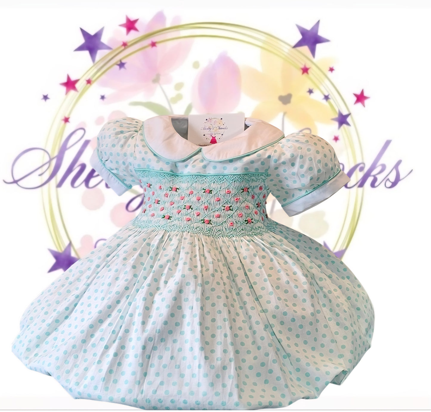Mint Polka Dot & Pink