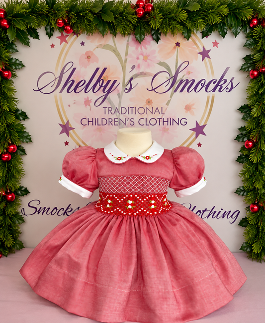 Red & White Smock Dress