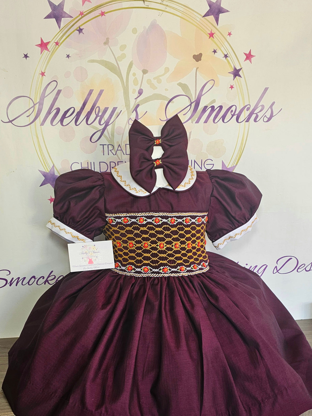 Plum & Gold Smock Dress.