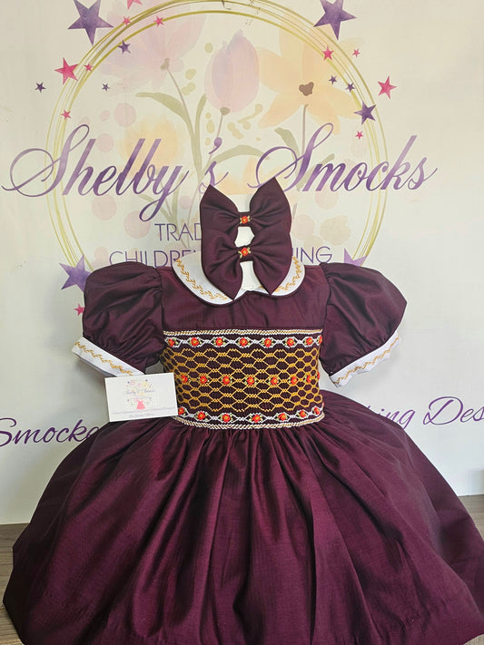 Plum & Gold Smock Dress.