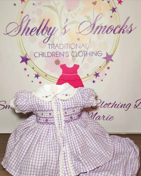Lilac & White Check Smock Pjs