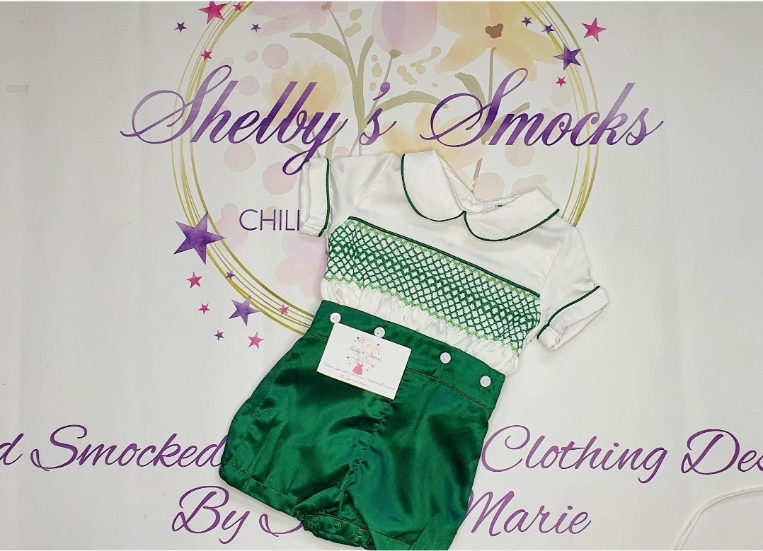 Emerald Green & White satin MADE TO ORDER